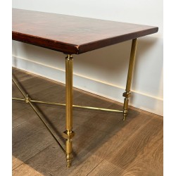 Neoclassical Brass Coffee Table with Chinoiserie Lacquered Top, Attributed Maison Jansen, 1940 | Maison BARROIS