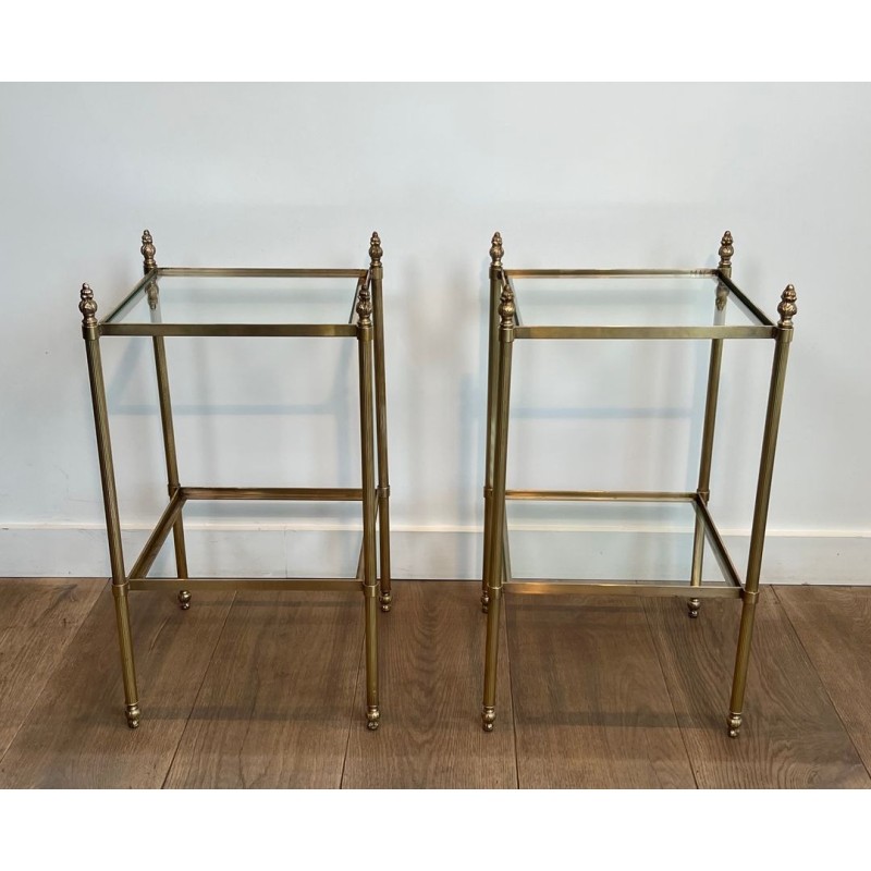Paire de Bouts de Canapé en Laiton, Maison Jansen, France, vers 1940