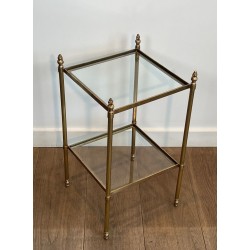 Pair of Brass Neoclassical Side Tables, Maison Jansen, France, circa 1940