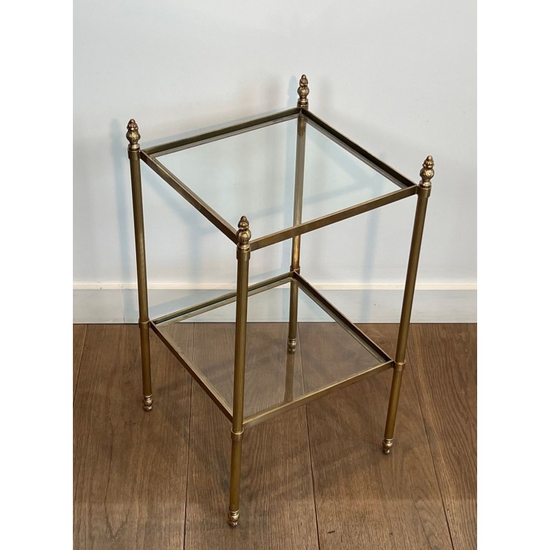 Pair of Brass Neoclassical Side Tables, Maison Jansen, France, circa 1940