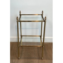 Pair of Brass Neoclassical Side Tables, Maison Jansen, France, circa 1940