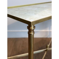 Paire de Bouts de Canapé en Laiton à Plateaux de Miroirs Antiques de la Maison Jansen