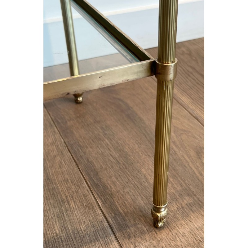 Pair of Brass Neoclassical Side Tables, Maison Jansen, France, circa 1940