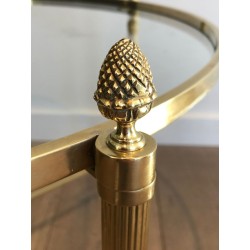 Round Brass Neoclassical Coffee Table, Maison Baguès, France, circa 1940