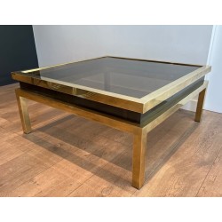 Table Basse Laiton et Laque Noire, Guy Lefèvre pour Maison Jansen, vers 1970