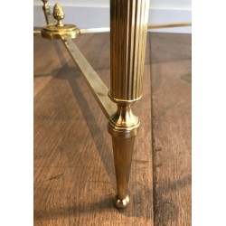 Table Basse Ronde en Laiton Néoclassique, Maison Baguès, France, vers 1940