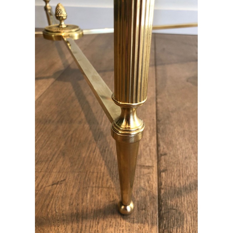 Round Brass Neoclassical Coffee Table, Maison Baguès, France, circa 1940