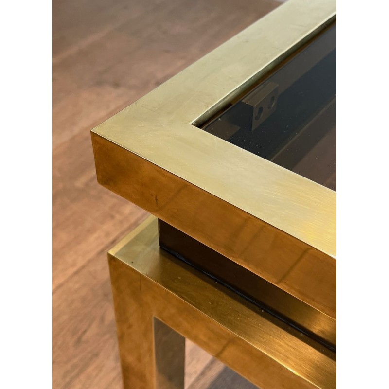 Table Basse Laiton et Laque Noire, Guy Lefèvre pour Maison Jansen, vers 1970