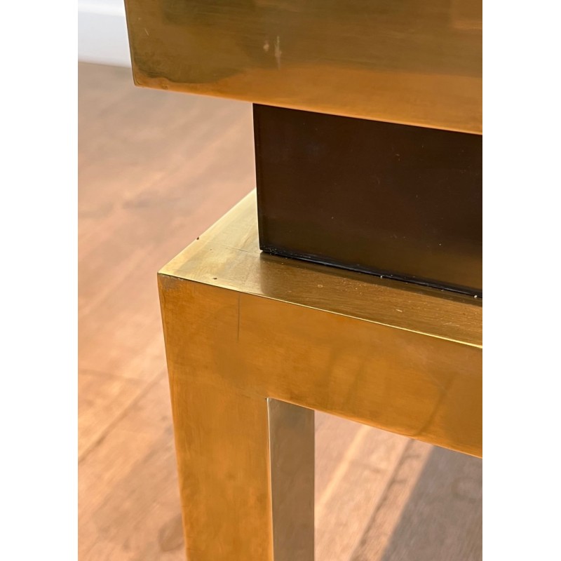 Brass and Black Lacquer Coffee Table, Guy Lefèvre for Maison Jansen, France, c. 1970