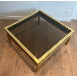 Table Basse Laiton et Laque Noire, Guy Lefèvre pour Maison Jansen, vers 1970
