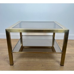 Paire d'Importants Bouts de Canapé Carrés en Laiton