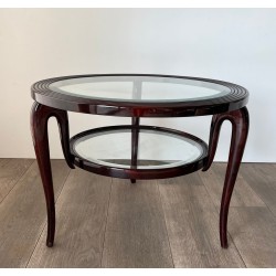 Table Basse Ronde en Noyer à Double Plateau, Paolo Buffa, Italie, vers 1940