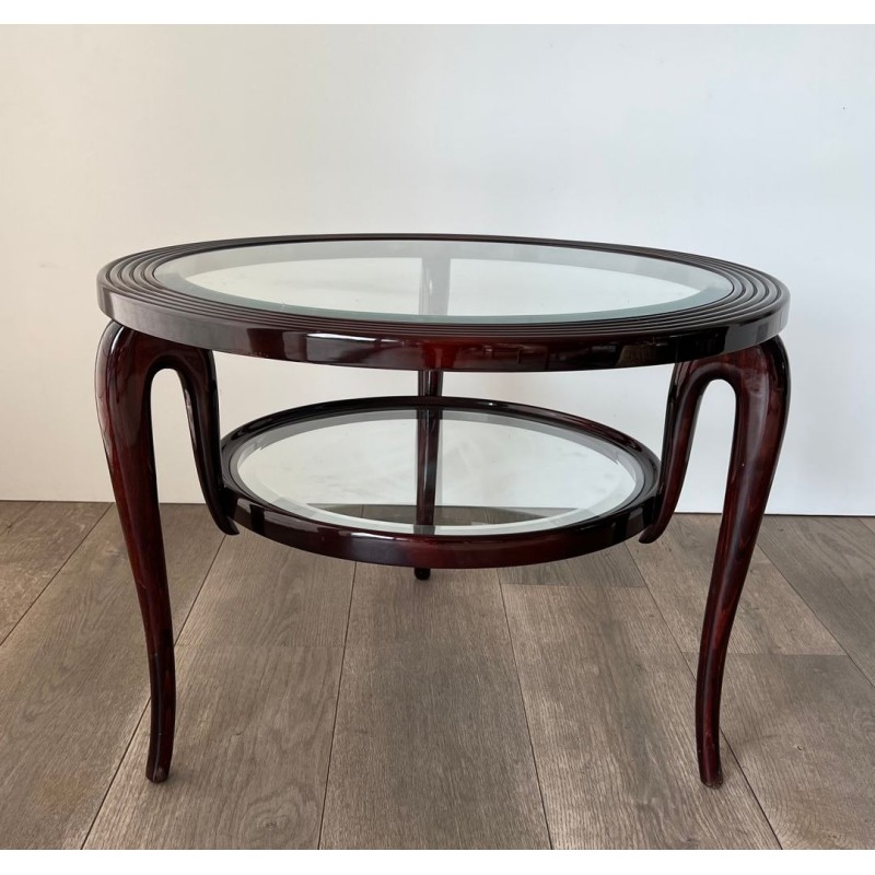 Table Basse Ronde en Noyer à Double Plateau, Paolo Buffa, Italie, vers 1940