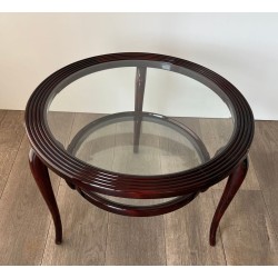 Table Basse Ronde en Noyer à Double Plateau, Paolo Buffa, Italie, vers 1940