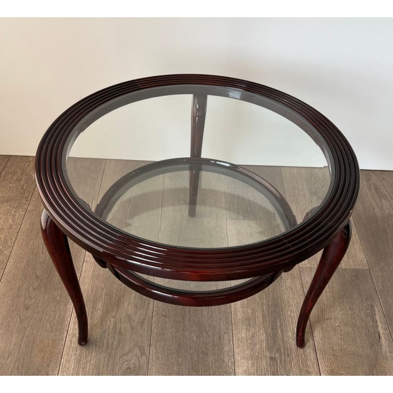 Table Basse Ronde en Noyer à Double Plateau, Paolo Buffa, Italie, vers 1940