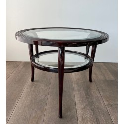 Table Basse Ronde en Noyer à Double Plateau, Paolo Buffa, Italie, vers 1940