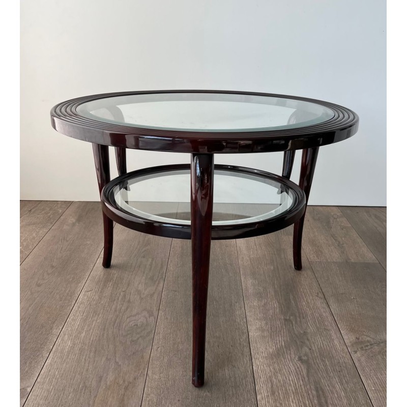 Table Basse Ronde en Noyer à Double Plateau, Paolo Buffa, Italie, vers 1940