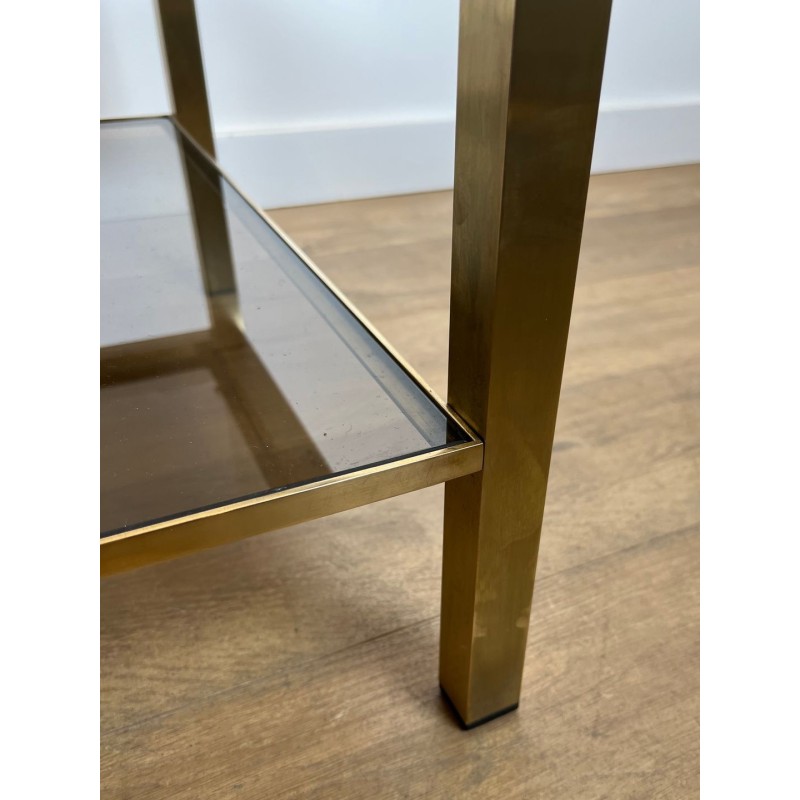 Paire d'Importants Bouts de Canapé Carrés en Laiton