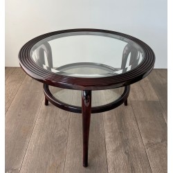 Round Walnut Two-Tier Coffee Table, Paolo Buffa, Italy, circa 1940