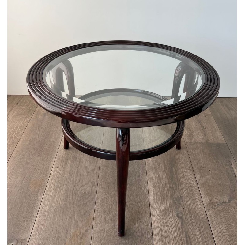 Table Basse Ronde en Noyer à Double Plateau, Paolo Buffa, Italie, vers 1940