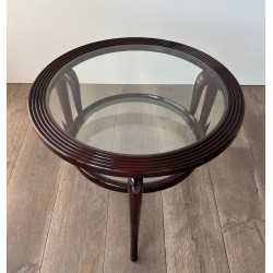 Table Basse Ronde en Noyer à Double Plateau, Paolo Buffa, Italie, vers 1940