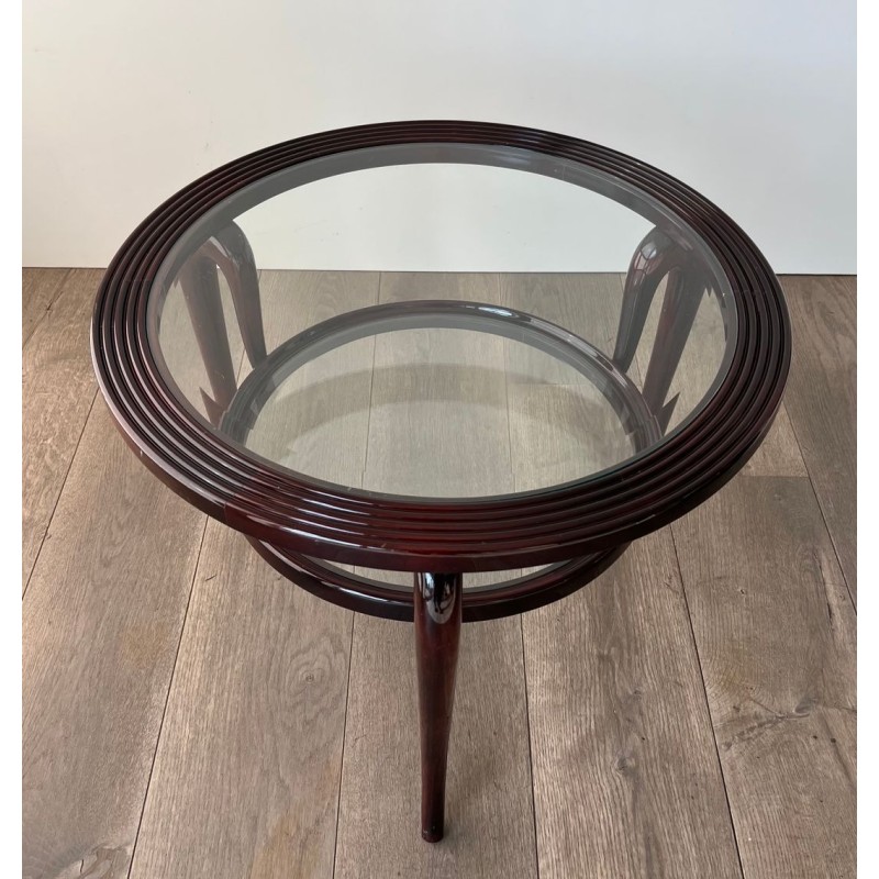 Table Basse Ronde en Noyer à Double Plateau, Paolo Buffa, Italie, vers 1940