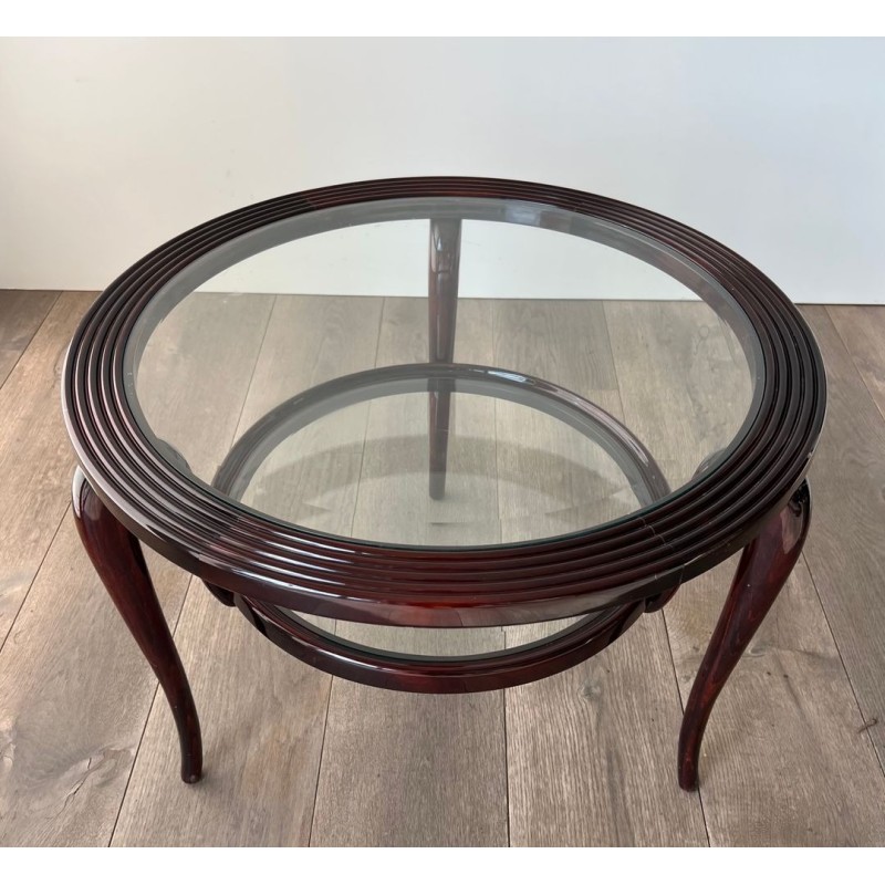 Table Basse Ronde en Noyer à Double Plateau, Paolo Buffa, Italie, vers 1940