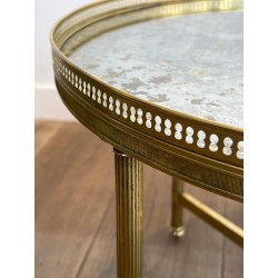 Brass Neoclassical Coffee Table with Antique Mirror Top, Maison Baguès, c. 1940
