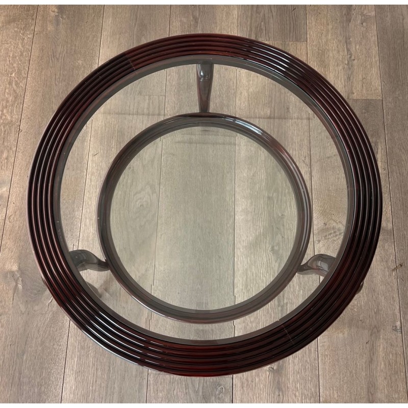 Table Basse Ronde en Noyer à Double Plateau, Paolo Buffa, Italie, vers 1940