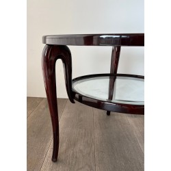 Table Basse Ronde en Noyer à Double Plateau, Paolo Buffa, Italie, vers 1940