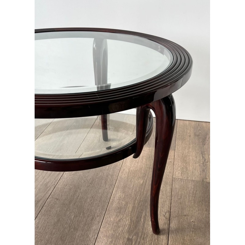 Table Basse Ronde en Noyer à Double Plateau, Paolo Buffa, Italie, vers 1940