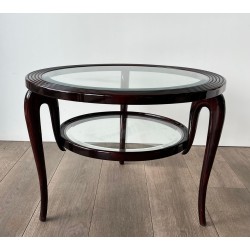 Table Basse Ronde en Noyer à Double Plateau, Paolo Buffa, Italie, vers 1940