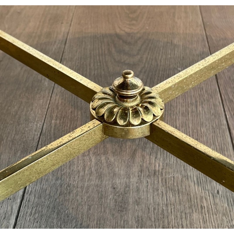 Brass Neoclassical Coffee Table with Antique Mirror Top, Maison Baguès, c. 1940