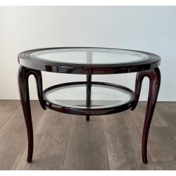 Table Basse Ronde en Noyer à Double Plateau, Paolo Buffa, Italie, vers 1940