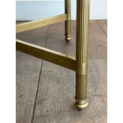 Brass Neoclassical Coffee Table with Antique Mirror Top, Maison Baguès, c. 1940