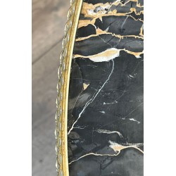 Round Brass Neoclassical Coffee Table with Marble Top, Maison Ramsay, circa 1940