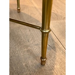 Table Basse Ronde Néoclassique en Laiton et Marbre, Maison Ramsay, vers 1940