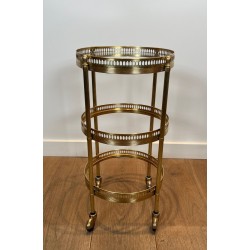 Pair of Round Art Déco Drinks Trolleys with Removable Trays, Maison Jansen, c. 1940