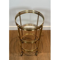 Paire de Tables Roulantes Art Déco Rondes, Plateaux Amovibles, Maison Jansen, vers 1940