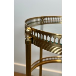 Paire de Tables Roulantes Rondes à Plateaux Supérieurs Amovibles de la Maison Jansen