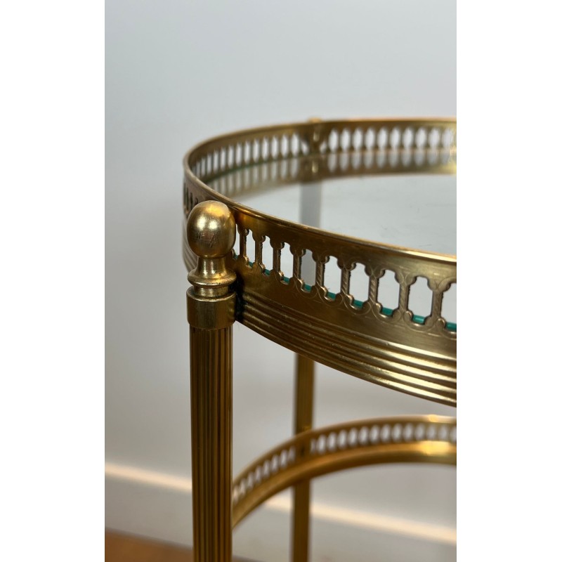 Pair of Round Art Déco Drinks Trolleys with Removable Trays, Maison Jansen, c. 1940