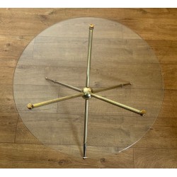 Round Tripod Brass Coffee Table, French Mid-Century Modern Design, circa 1970
