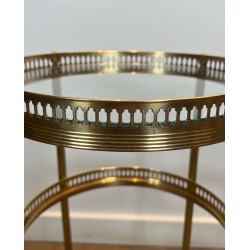 Paire de Tables Roulantes Rondes à Plateaux Supérieurs Amovibles de la Maison Jansen