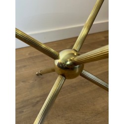 Table Basse Ronde Tripode en Laiton, Design Français, vers 1970