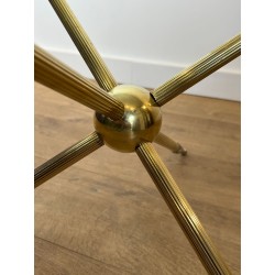 Round Tripod Brass Coffee Table, French Mid-Century Modern Design, circa 1970