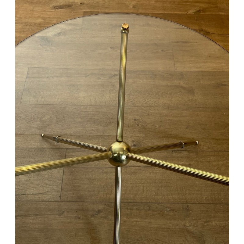 Table Basse Ronde Tripode en Laiton, Design Français, vers 1970