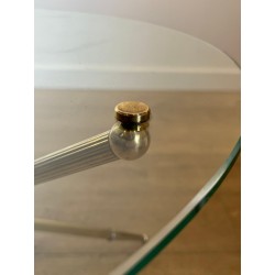 Table Basse Ronde Tripode en Laiton, Design Français, vers 1970