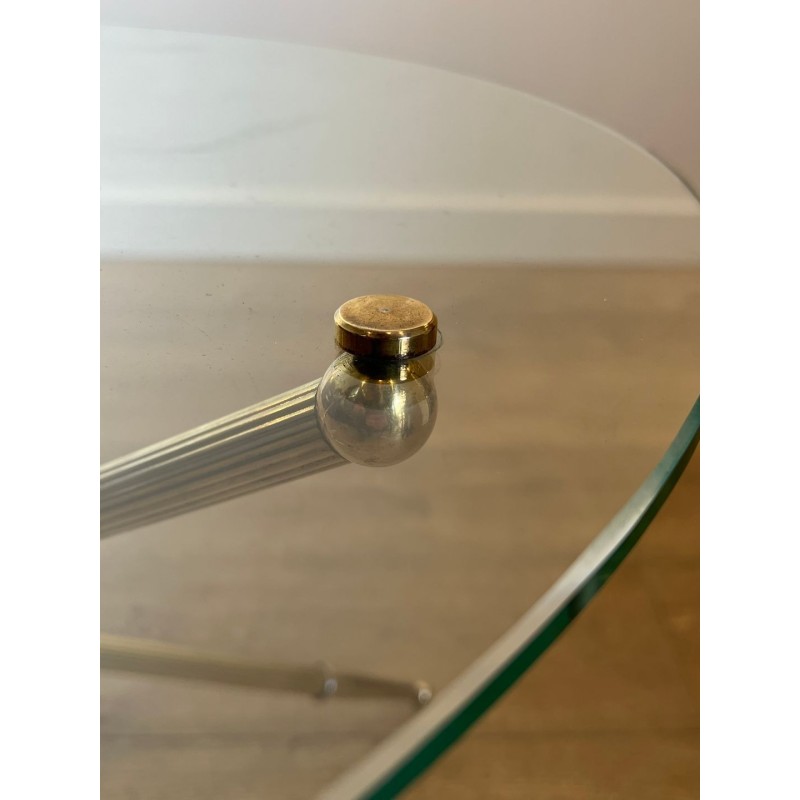 Round Tripod Brass Coffee Table, French Mid-Century Modern Design, circa 1970