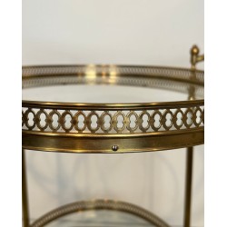 Table Roulante Ovale Néoclassique en Laiton, Style Jansen, France, vers 1940