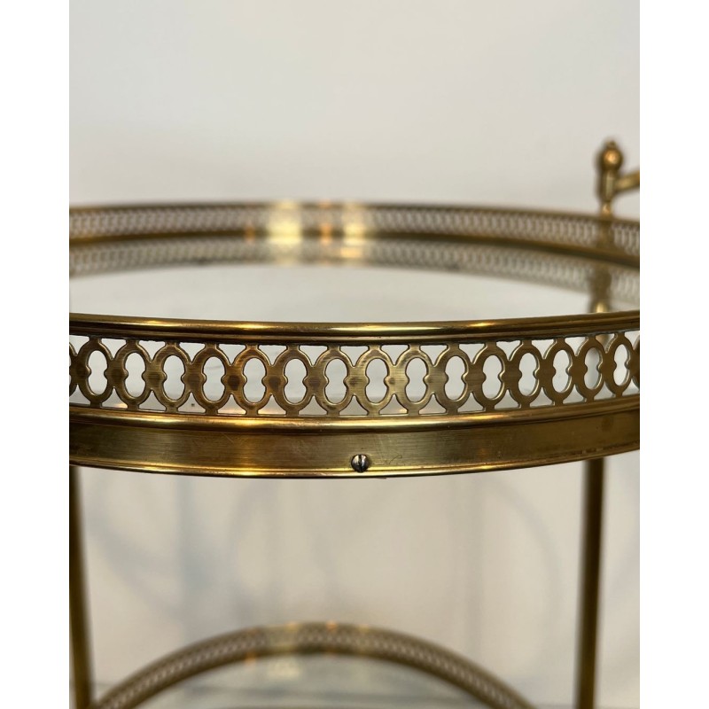 Table Roulante Ovale Néoclassique en Laiton, Style Jansen, France, vers 1940
